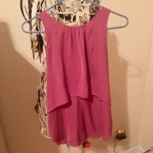 Super cute Layer pink polka dot blouse LOFT